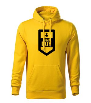 DRAGOWA kapucnis férfi pulóver army boy, sárga 320g / m2