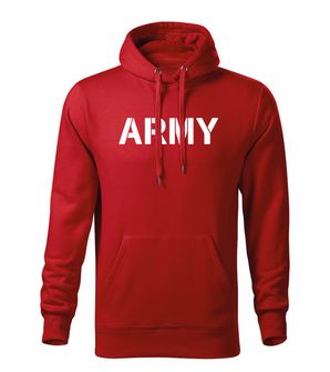 DRAGOWA kapucnis férfi pulóver army, piros 320g / m2
