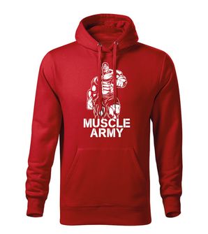 DRAGOWA kapucnis férfi pulóver muscle army man, piros 320g / m2