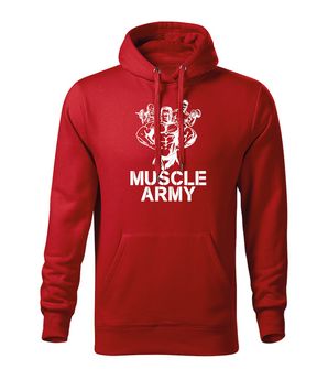 DRAGOWA kapucnis férfi pulóver muscle army team, piros 320g / m2