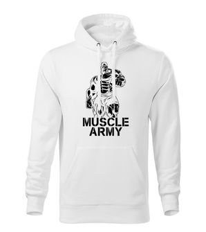 DRAGOWA kapucnis férfi pulóver muscle army man, fehér 320g / m2