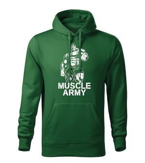 DRAGOWA kapucnis férfi pulóver muscle army man, zöld 320g / m2