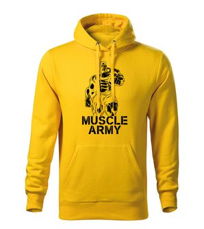 DRAGOWA kapucnis férfi pulóver muscle army man, sárga 320g / m2