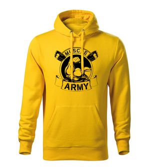 DRAGOWA kapucnis férfi pulóver muscle army original, sárga 320g / m2