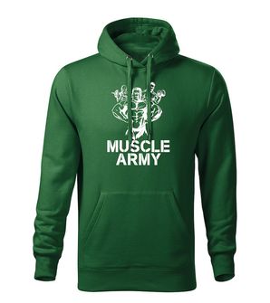 DRAGOWA kapucnis férfi pulóver muscle army team, zöld 320g / m2