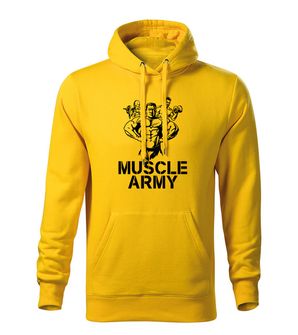 DRAGOWA kapucnis férfi pulóver muscle army team, sárga 320g / m2