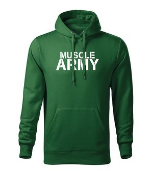 DRAGOWA kapucnis férfi pulóver muscle army, zöld 320g / m2