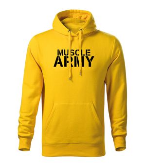 DRAGOWA kapucnis férfi pulóver muscle army, sárga 320g / m2