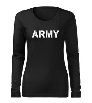 DRAGOWA Slim női hosszú ujjú póló army, fekete 160g/m2