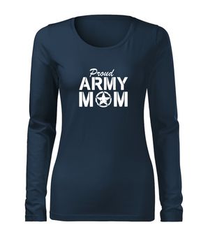 DRAGOWA Slim női hosszú ujjú póló army mom, sötétkék 160g/m2