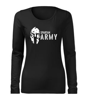 DRAGOWA Slim női hosszú ujjú póló spartan army, fekete 160g/m2