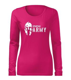 DRAGOWA Slim női hosszú ujjú póló spartan army, rózsaszín 160g/m2
