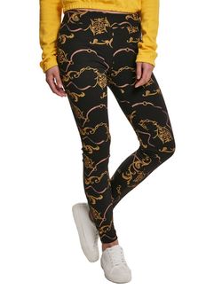 Urban Classics női AOP Luxury Print leggings, fekete