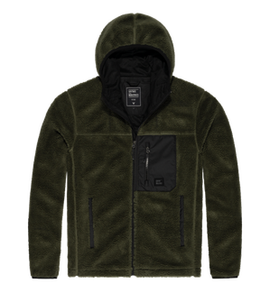 Vintage Industries Dustin bélelt sherpa fleece pulóver, sötét olajzöld színű